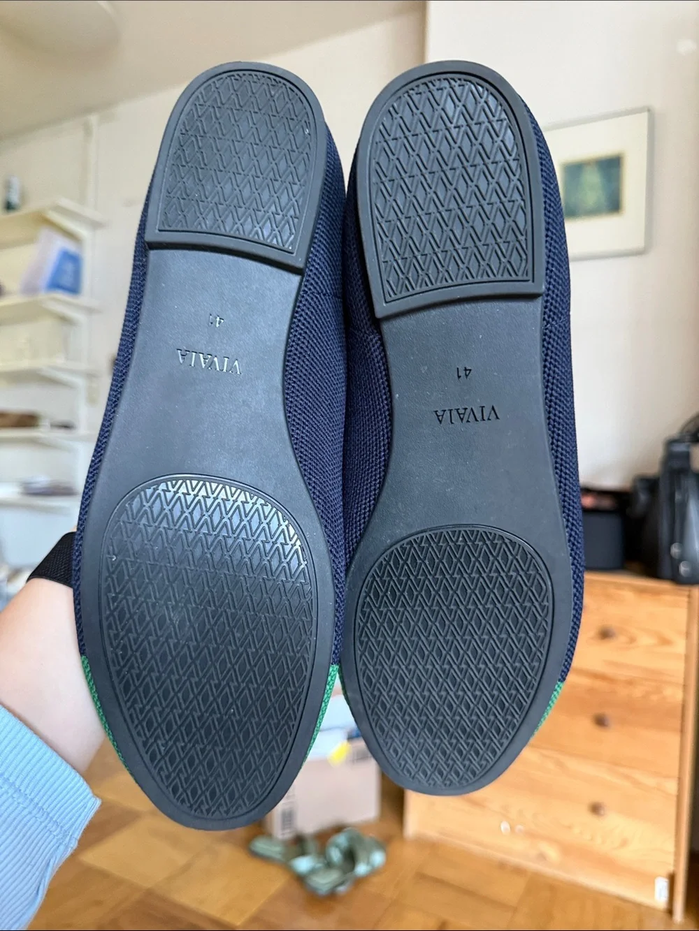 VIVAYA Navy & Green Embroidered Dog Loafers